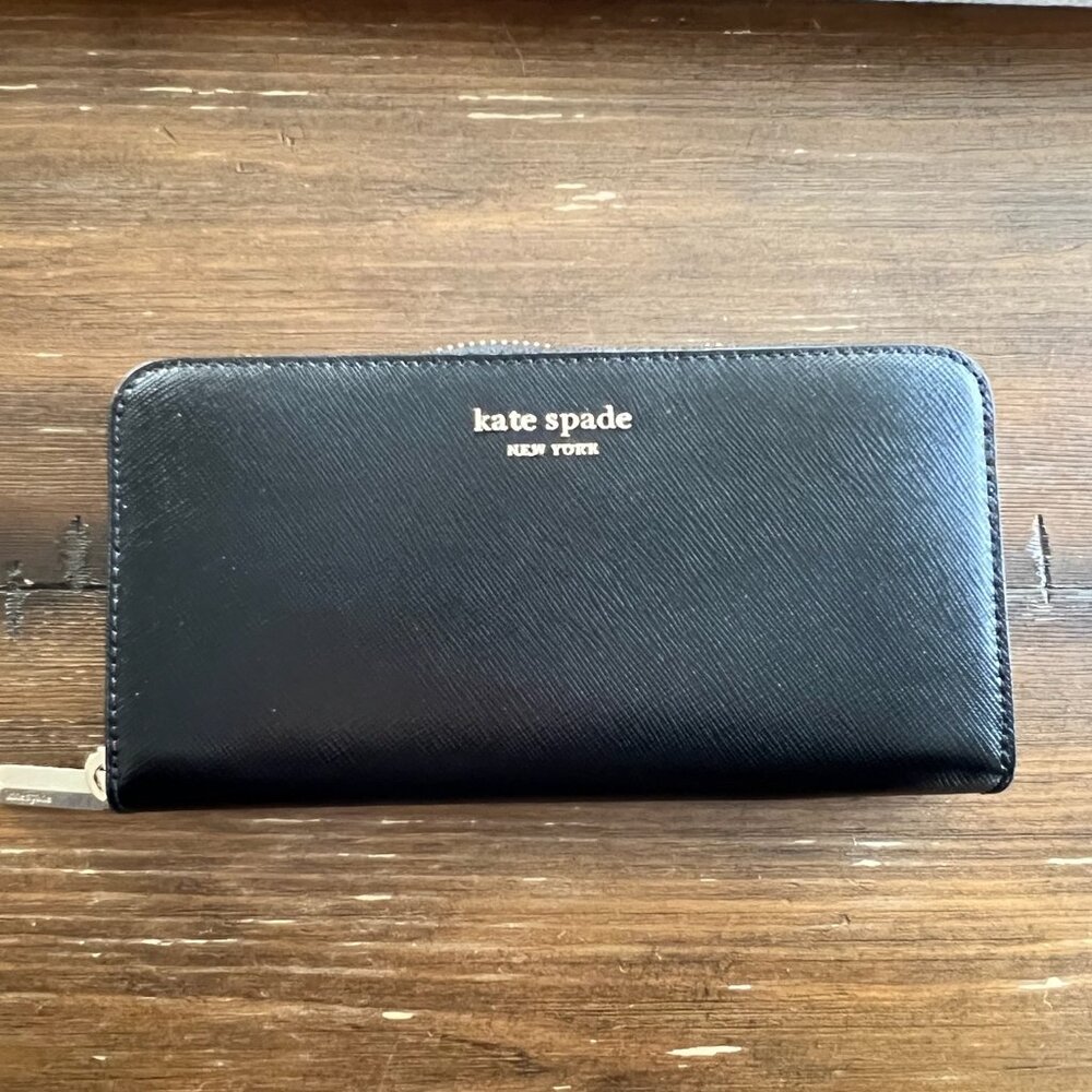 Kate Spade Black Saffiano Leather Zip Wallet